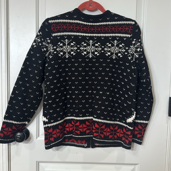 J. JILL CHRISTMAS REINDEER FAIR ISLE INTARSIA ZIP CARDIGAN SWEATER X SMALL - Picture 7 of 9